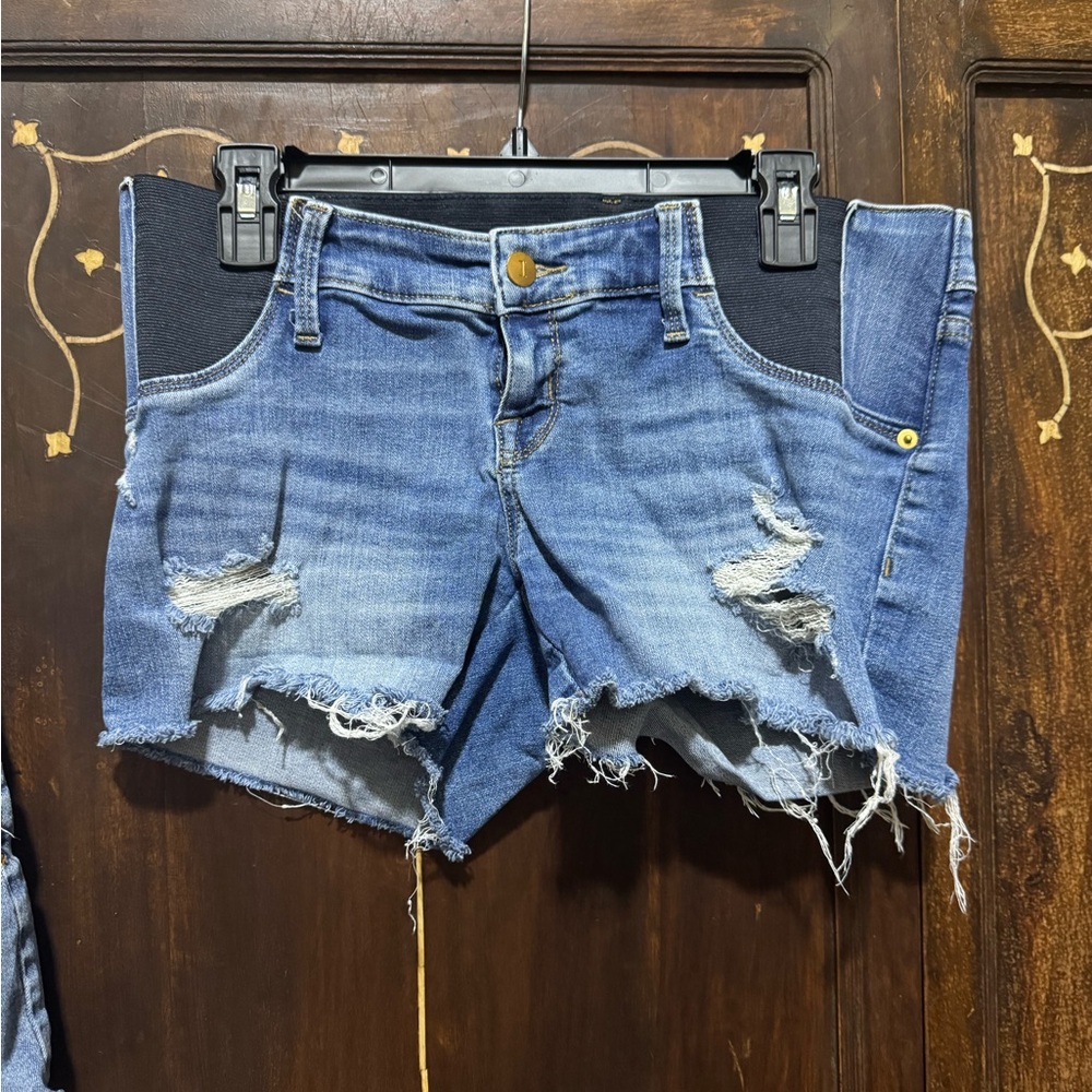 Isabel Maternity by Ingrid & Isabel Blue Distressed Denim Shorts